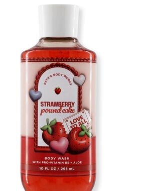 New Bath & Body Works Strawberry Pound Cake Body Wash - Red, Pink, White